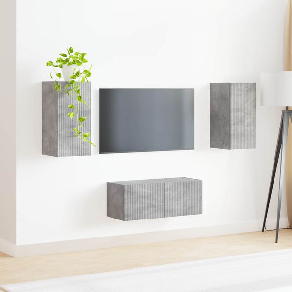 vidaXL Ensemble meuble TV 2 pcs Gris b&eacute;ton Bois d'ing&eacute;nierie