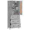 vidaXL Buffet haut Gris b&eacute;ton 69,5x34x180 cm Bois d'ing&eacute;nierie