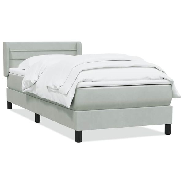 vidaXL Sommier &agrave; lattes de lit et matelas gris clair 90x220 cm velours