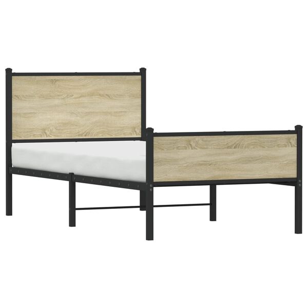vidaXL Cadre de lit en m&eacute;tal sans matelas ch&ecirc;ne sonoma 107x203 cm