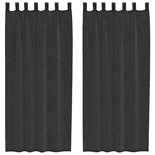 vidaXL Rideaux en voile avec passants 2 pcs noir