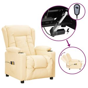 vidaXL Fauteuil de massage &eacute;lectrique Cr&egrave;me Similicuir