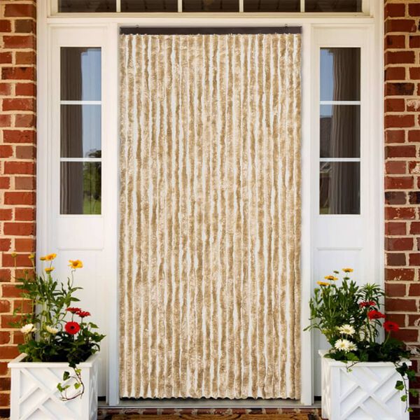 vidaXL Rideau anti-mouches beige 100x230 cm chenille