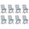 vidaXL Chaises pliables d'ext&eacute;rieur lot de 8 et coussins Bois d'acacia