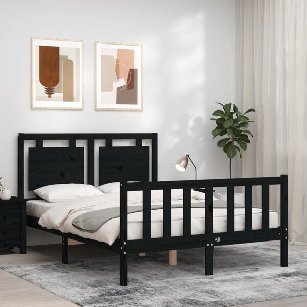 vidaXL Cadre de lit sans matelas noir bois de pin massif