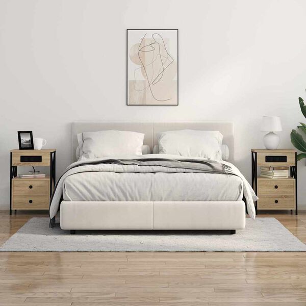 vidaXL Cabinet de chevet 2 pcs Ch&ecirc;ne Sonoma 40 x 31 x 60 cm