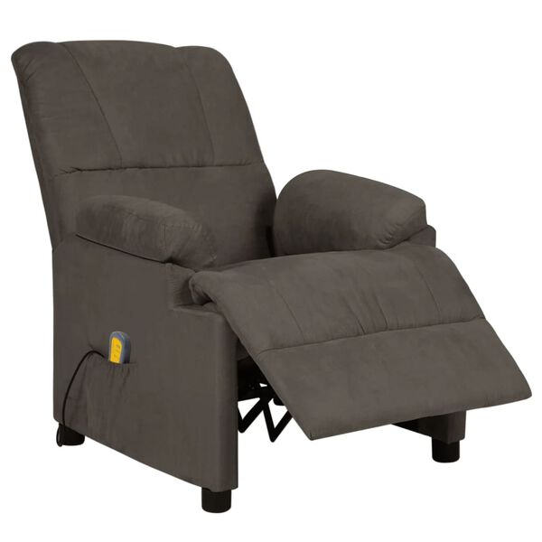 vidaXL Fauteuil de massage gris fonc&eacute; tissu microfibre