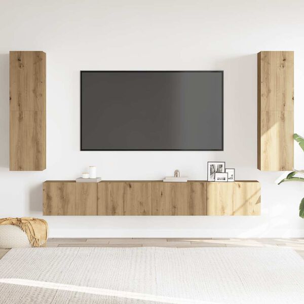 vidaXL Meubles TV muraux 4 pcs ch&ecirc;ne artisanal bois d'ing&eacute;nierie