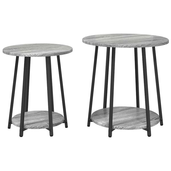 vidaXL Ensemble de tables d'appoint 2 pcs Gris Sonoma et noir