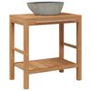 vidaXL Armoire de toilette Teck solide et lavabo en pierre de rivi&egrave;re