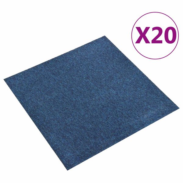 vidaXL Tapis 20 pcs Bleu fonc&eacute; 50 x 50 cm 100% Polypropyl&egrave;ne