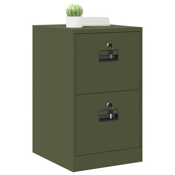 vidaXL Cabinet de Dossier avec tiroir Vert olive 44 x 50 x 106.5 cm