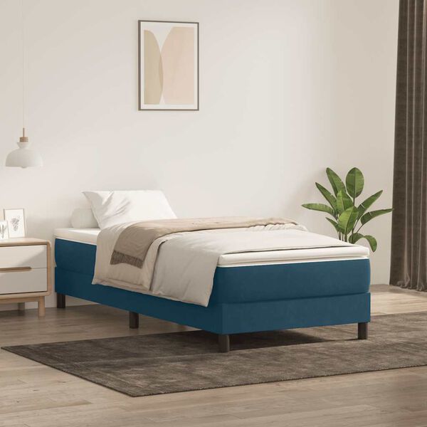 vidaXL Sommier &agrave; lattes de lit sans matelas bleu fonc&eacute; 90x210 cm