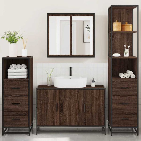 vidaXL Ensemble de meubles de salle de bain 4 pcs chêne marron