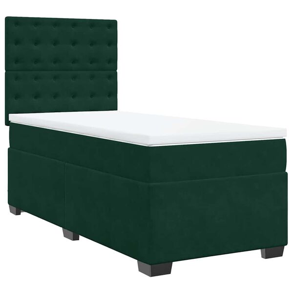 vidaXL Sommier &agrave; lattes de lit avec matelas Vert fonc&eacute; 90x200 cm