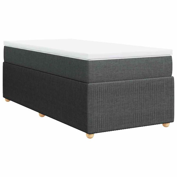 vidaXL Sommier &agrave; lattes de lit avec matelas Gris fonc&eacute; 100x200cm Tissu
