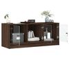vidaXL Meuble TV avec portes en verre chêne marron 102x37x42 cm
