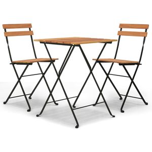 vidaXL Ensemble de bistro pliable 3 pcs Bois de teck massif et acier