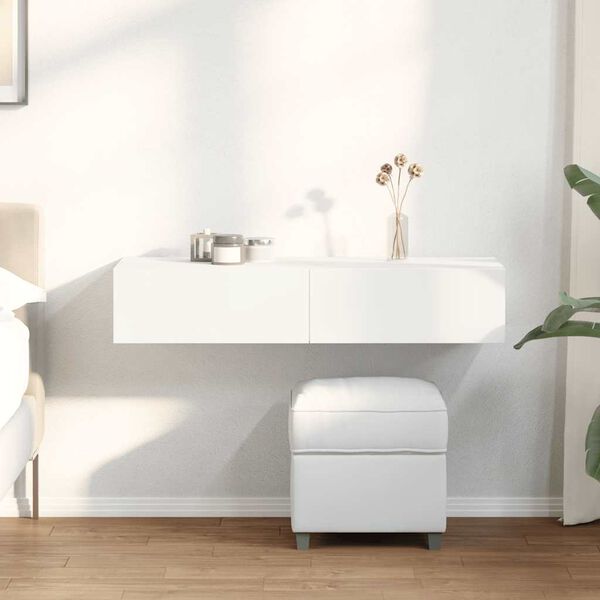 vidaXL &Eacute;tag&egrave;re murale avec tiroirs blanc 100x36x19cm bois d'ing&eacute;nierie