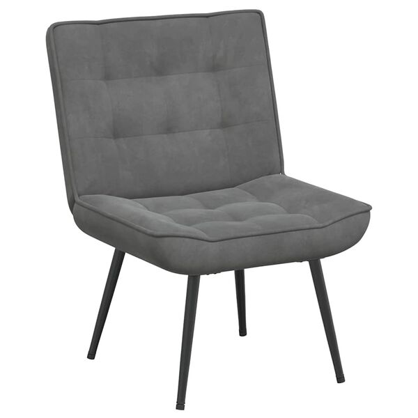 vidaXL Chaise de relaxation avec tabouret Gris fonc&eacute; Velours