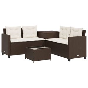 vidaXL Canap&eacute; de jardin avec table et coussins en forme de L marron