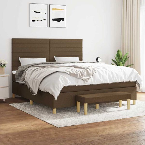 vidaXL Sommier &agrave; lattes de lit avec matelas Marron fonc&eacute; 180x200 cm