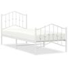 vidaXL Cadre de lit m&eacute;tal sans matelas avec pied de lit blanc 90x200cm