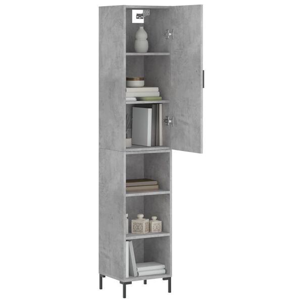 vidaXL Buffet haut Gris b&eacute;ton 34,5x34x180 cm Bois d'ing&eacute;nierie