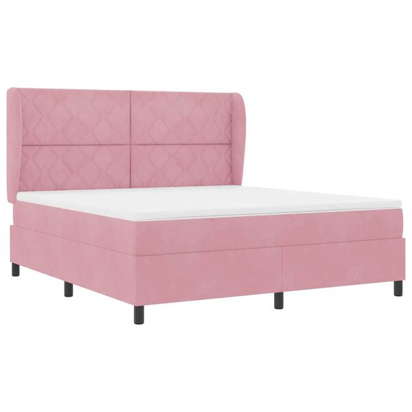 vidaXL Lit &agrave; ressorts avec matelas Rose 200 x 180 cm Polyester