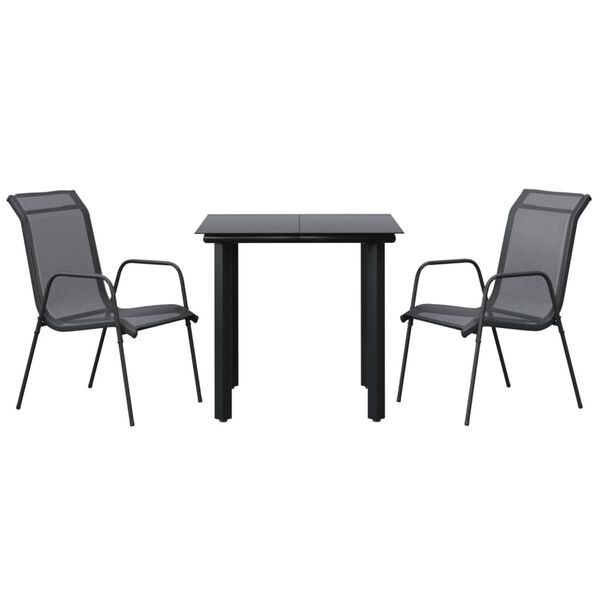 vidaXL Ensemble à manger de jardin 3 pcs noir textilène et acier