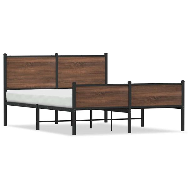 vidaXL Cadre de lit en m&eacute;tal sans matelas ch&ecirc;ne marron 140x200 cm