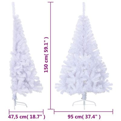 vidaXL Sapin de Noël artificiel moitié avec support blanc 150 cm PVC