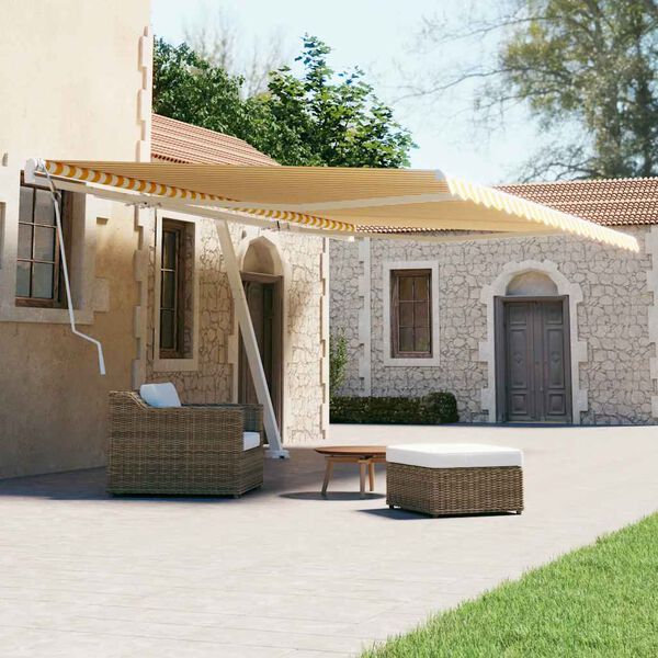 vidaXL Auvent manuel rétractable sur pied 600x300 cm Jaune/Blanc