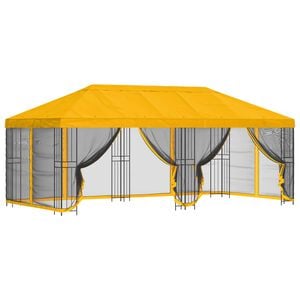 vidaXL Gazebo avec murs lat&eacute;raux 6 x 3 m Jaune Polyester et Acier