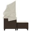 vidaXL Canap&eacute; de jardin 2 places avec auvent et tabourets marron rotin