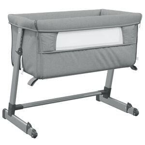 vidaXL Lit pour b&eacute;b&eacute; avec matelas Gris clair Tissu de lin