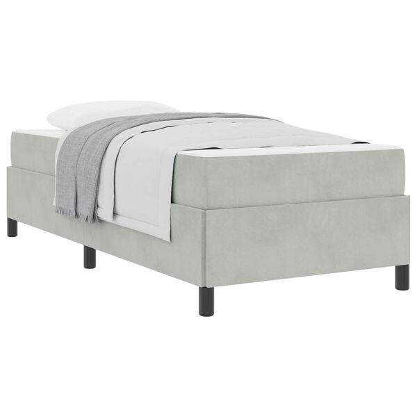 vidaXL Cadre de lit avec matelas Gris clair 100 x 200 cm tissu
