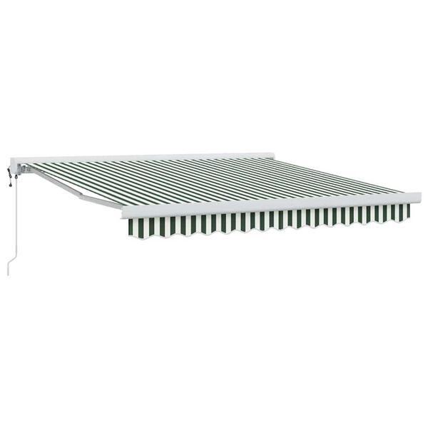 vidaXL Auvent Rétractable Vert et blanc 350 x 250 cm Tissu, Métal