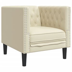 vidaXL Fauteuil Chesterfield cr&egrave;me similicuir