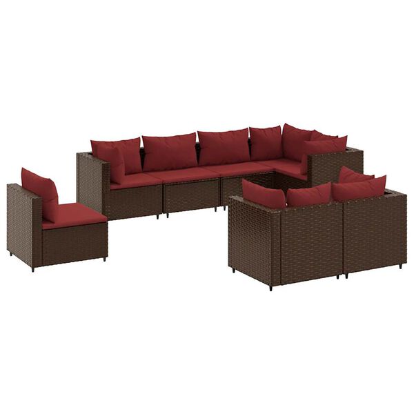 vidaXL Salon de jardin avec coussins 8 pcs marron r&eacute;sine tress&eacute;e