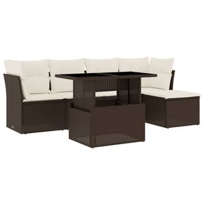 vidaXL Salon de jardin avec coussins 6 pcs marron r&eacute;sine tress&eacute;e