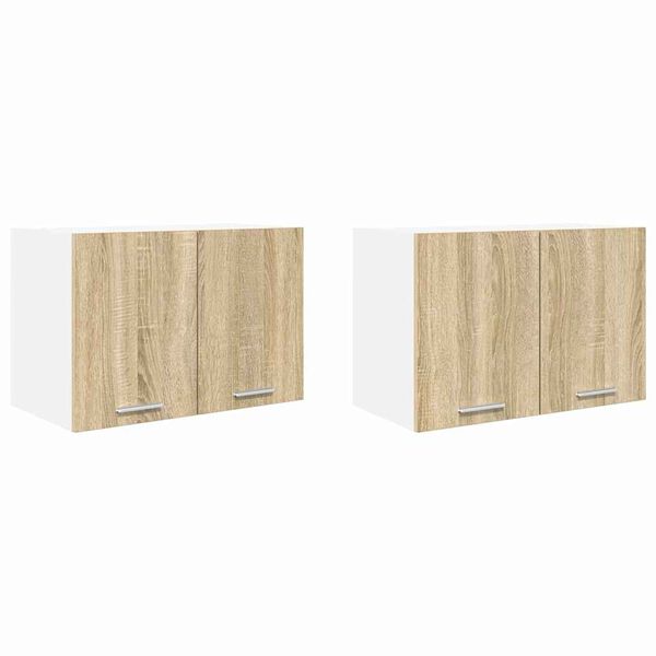 vidaXL Armoire suspendue 2 pcs Ch&ecirc;ne Sonoma et Blanc 60 x 31 x 40 cm