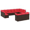 vidaXL Ensemble de canap&eacute; de jardin 13 pcs avec coussins marron r&eacute;sine tress&eacute;e