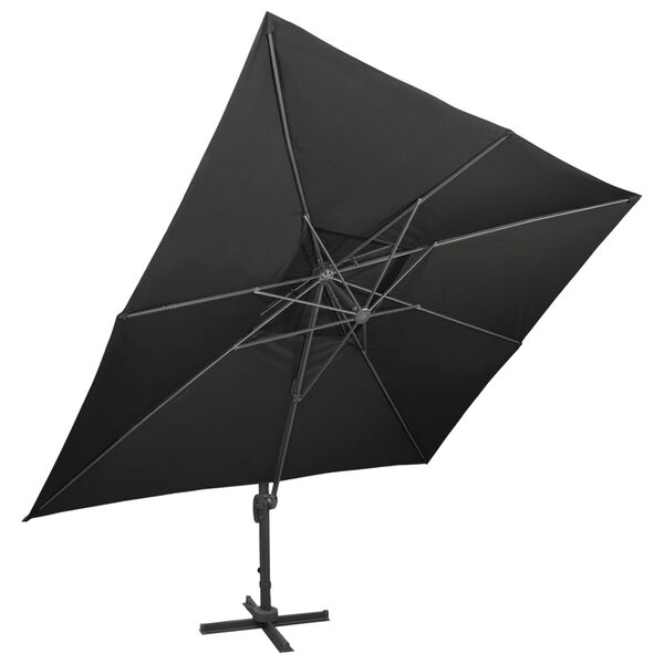 vidaXL Parasol de jardin d&eacute;port&eacute; avec double dessus noir 400 x 300 cm