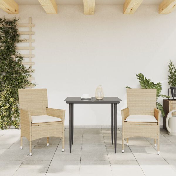 vidaXL Chaises de jardin avec coussins lot de 2 beige résine tressée