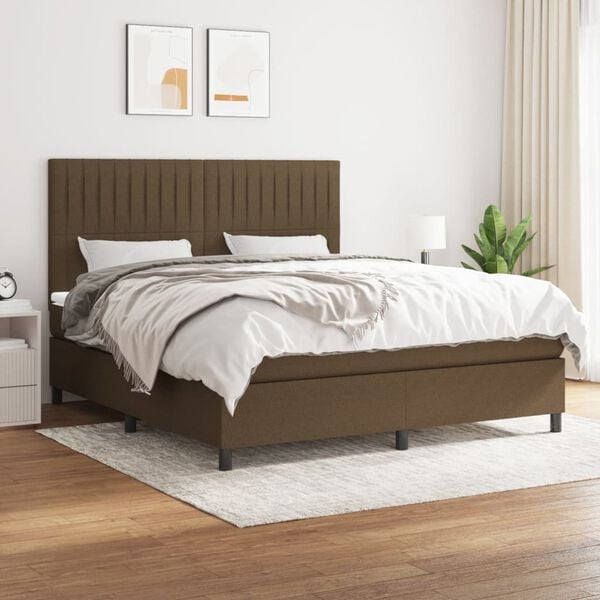 vidaXL Sommier &agrave; lattes de lit avec matelas Marron fonc&eacute; 180x200 cm