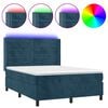 vidaXL Sommier &agrave; lattes de lit matelas et LED Bleu fonc&eacute; 140x190 cm