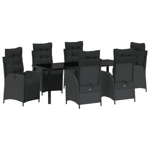 vidaXL Ensemble de salle &agrave; manger pour jardin 7 pcs Noir polyrotin