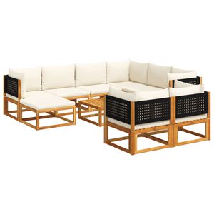 vidaXL Ensemble de canap&eacute;s de jardin 10 pi&egrave;ces avec coussins en bois d'acacia et rotin