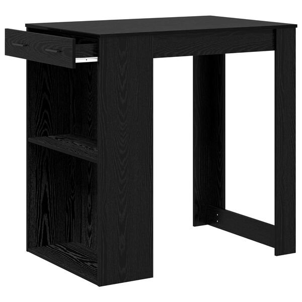vidaXL Table de bar Ch&ecirc;ne noir 102 x 70 x 103,5 cm Bois d'ing&eacute;nierie